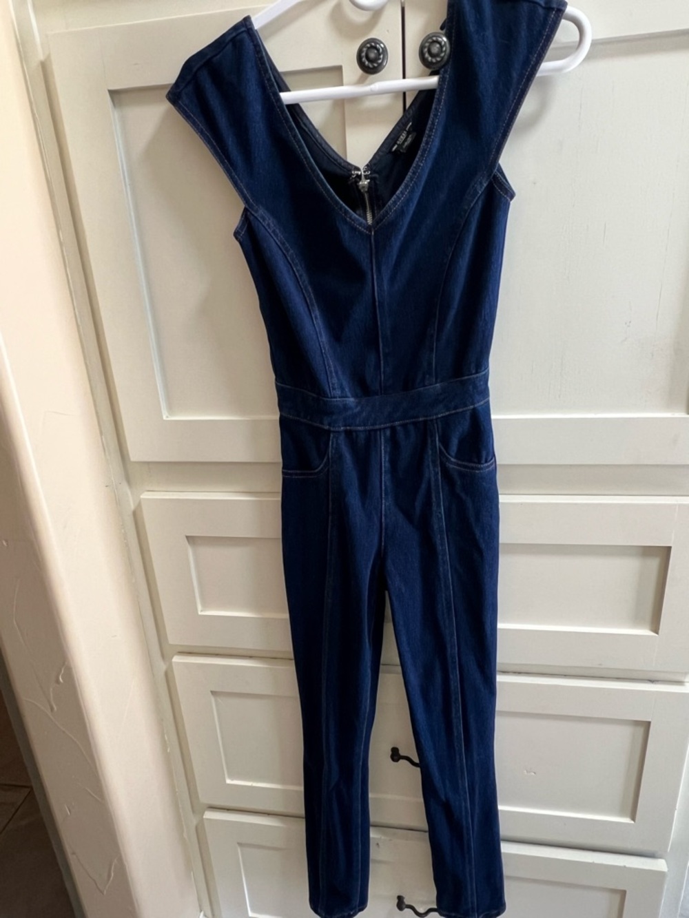 Guess Dark Denim Jumpsuit - Sleeveless V-Neck